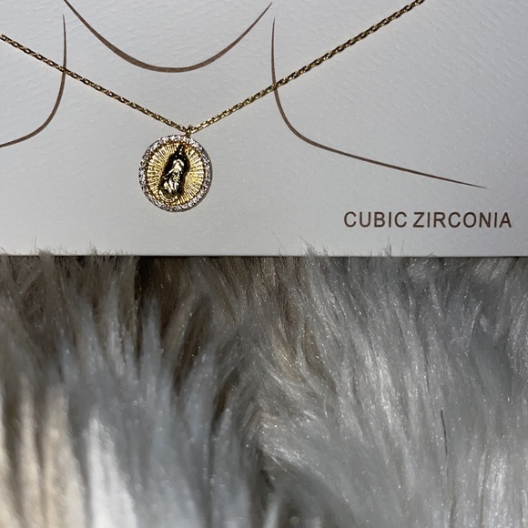 Cubic Zirconia Virgen Mary Necklace - Picture 2 of 5